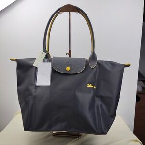 NWT Longchamp Le Pliage Original Large Shoulder Nylon Bag Tote IN Drak grey